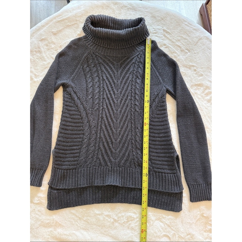 Ellie Turtleneck Cable Knit Sweater - Charcoal Gray